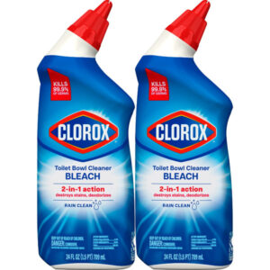Clorox Toilet Bowl Cleaner Bleach, Rain Clean, 24 Fluid Ounces, Pack of 2