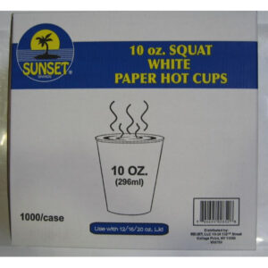 Sunset - 10 oz Squat White Hot Cup - 1000 ct Pack