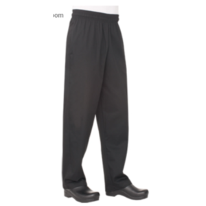 Chef Works - Essential Baggy Pants, elastic waist, 65/35 poly/cotton, black, large