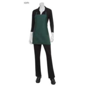 Chef Works - Bib Apron, 24"L x 27-1/2"W, 3 pockets, 65/35 poly/cotton, red