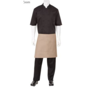 Chef Works - Bistro Apron, 19"L x 27-1/2", half length, patch pocket, 65/35 poly/cotton, black