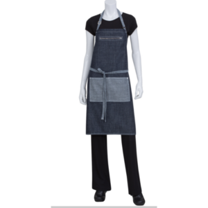 Manhattan Bib Apron, 34"L x 30"W, 100% cotton denim, black
