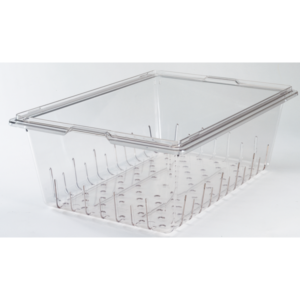 Colander, 5" deep, for food storage boxes, fits 18" x 26" x 6" and deeper, polycarbonate, clear, NSF