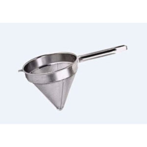 China Cap Strainer, 8" diameter, fine mesh, stainless steel