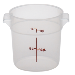 Storage Container, round, 1 qt., 6-1/16" dia. x 5"H, translucent