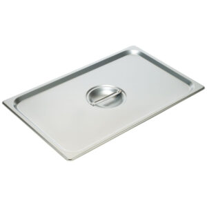 Winco - 18/8 Stainless Steel Steam Pan Cover, Solid - Full Size, 20.88" x 12.81" x 1.13" - 1 Ct.